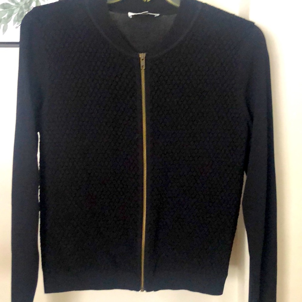 CAbi black zip up sweater
